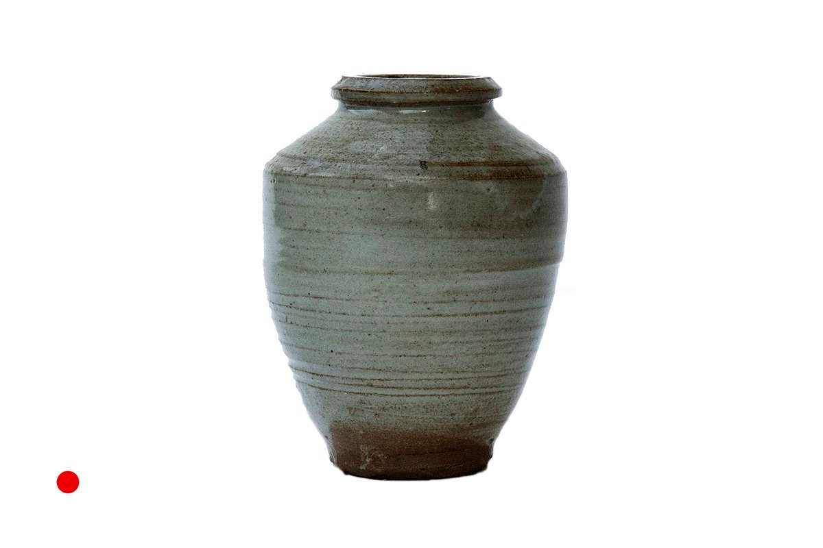 Antique Celadon Ceramic Apothecary Jars