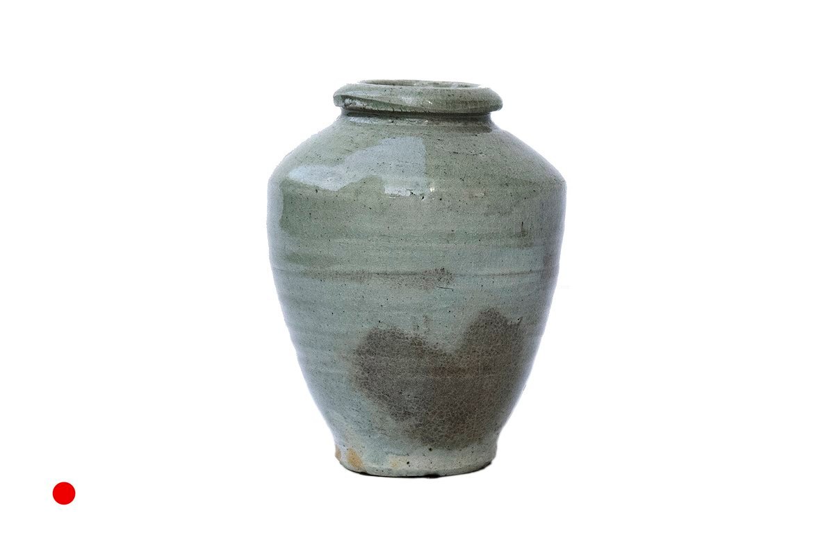 Antique Celadon Ceramic Apothecary Jars