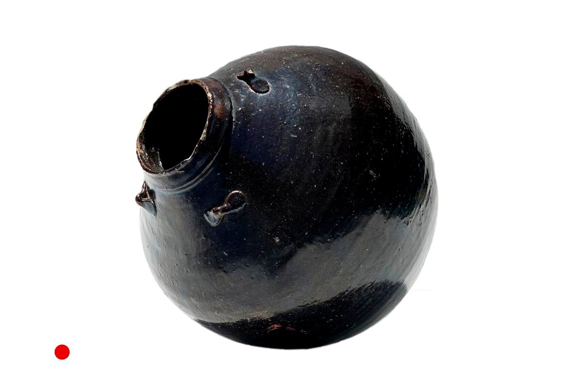 Ceramic Water Jar in Glazed Tete-De-Negre
