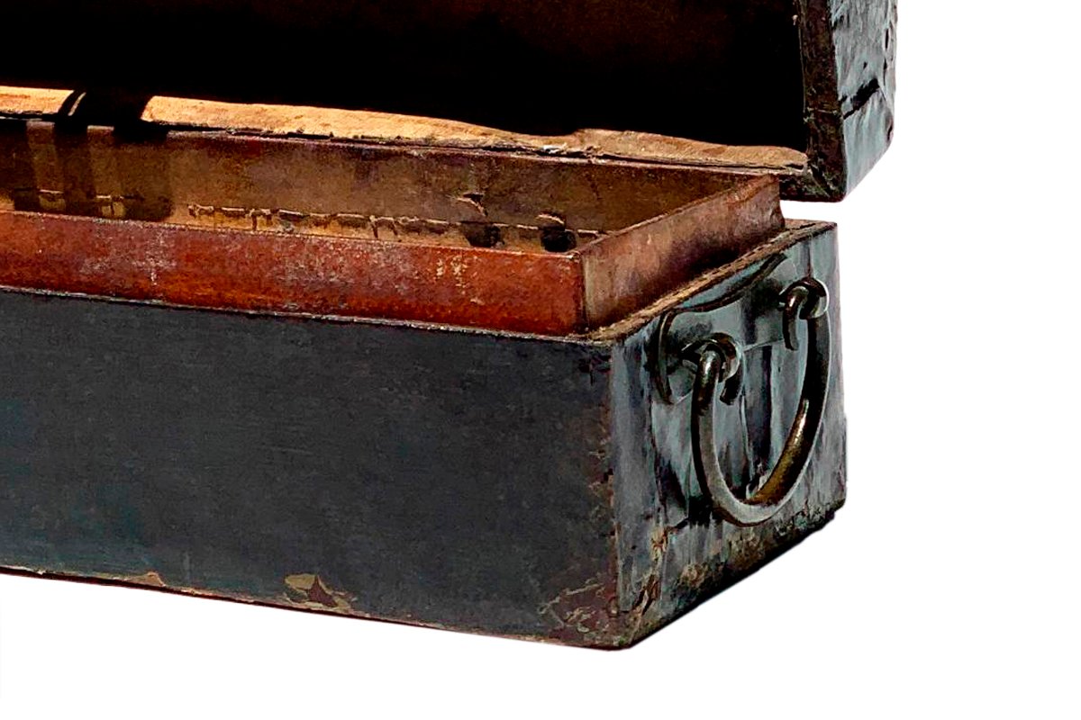 Antique Chinese Lacquer Box With Brass Details