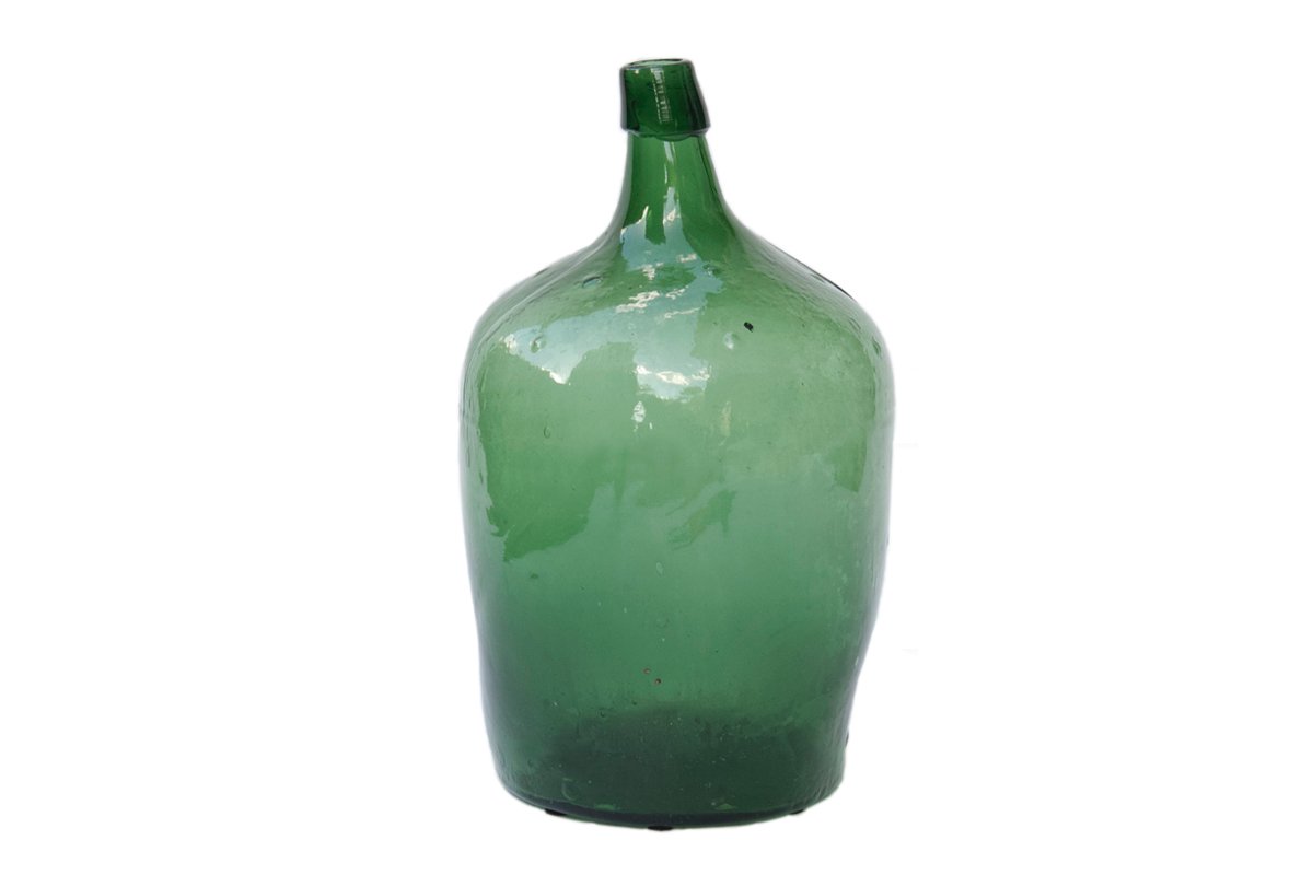 Antique Green Demijohn Bottle from France
