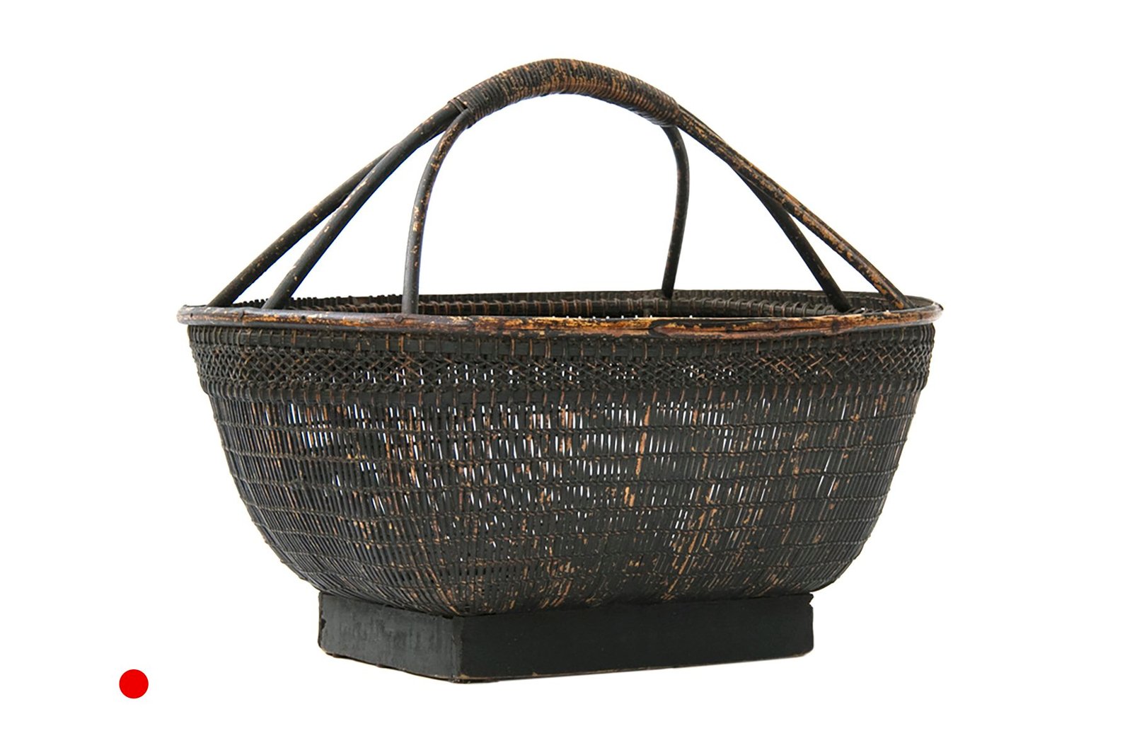 Antique Indonesian Woven Basket on Footed Base