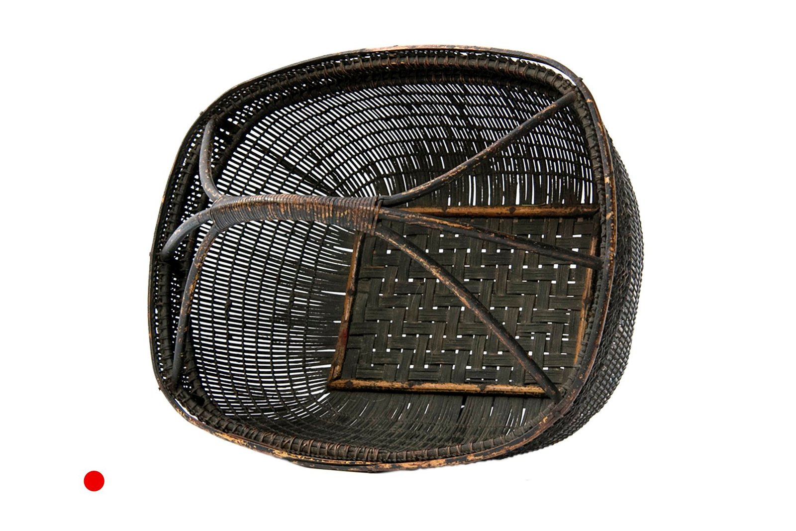 Antique Indonesian Woven Basket on Footed Base