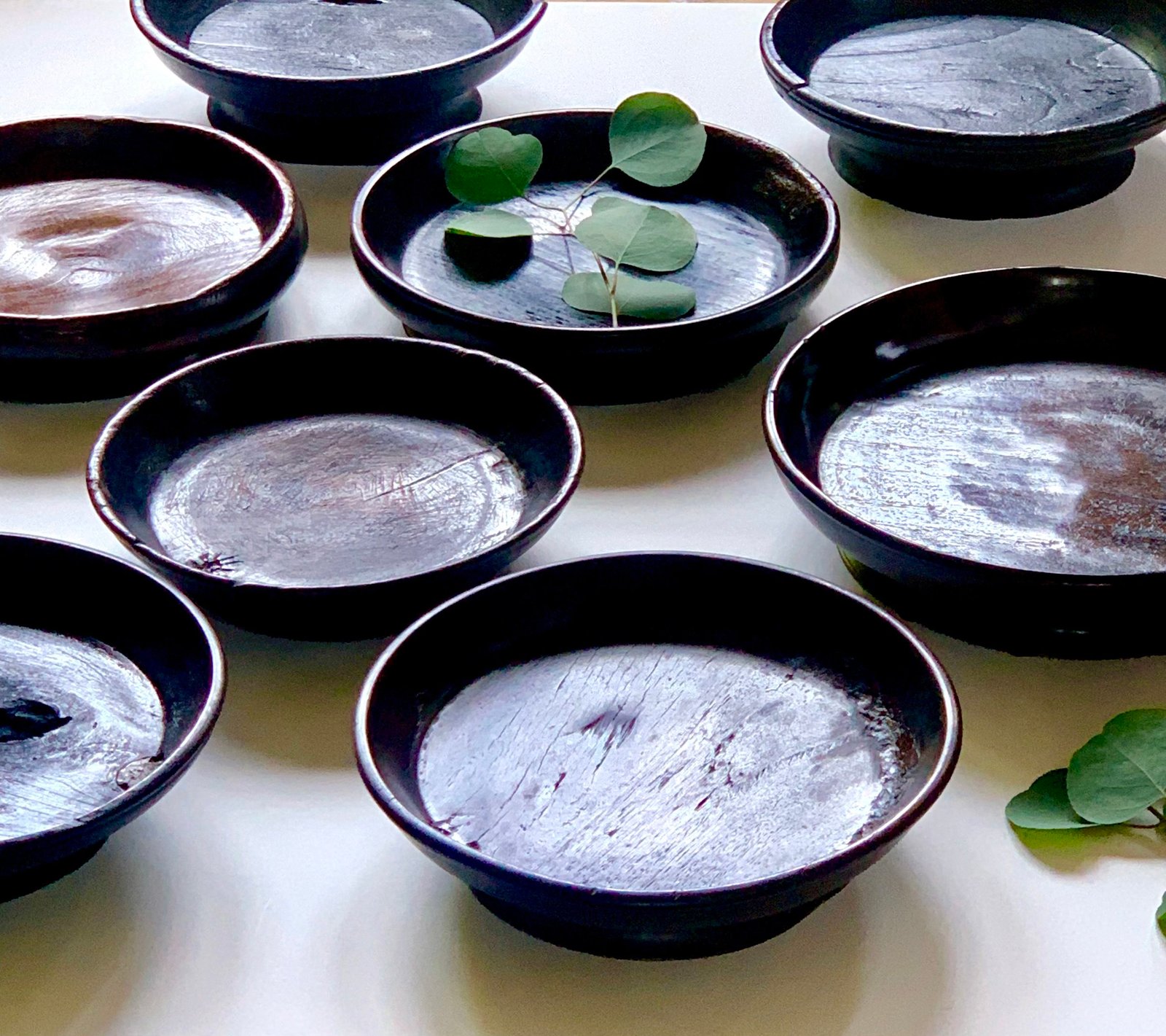 Antique Wooden Footed Plates