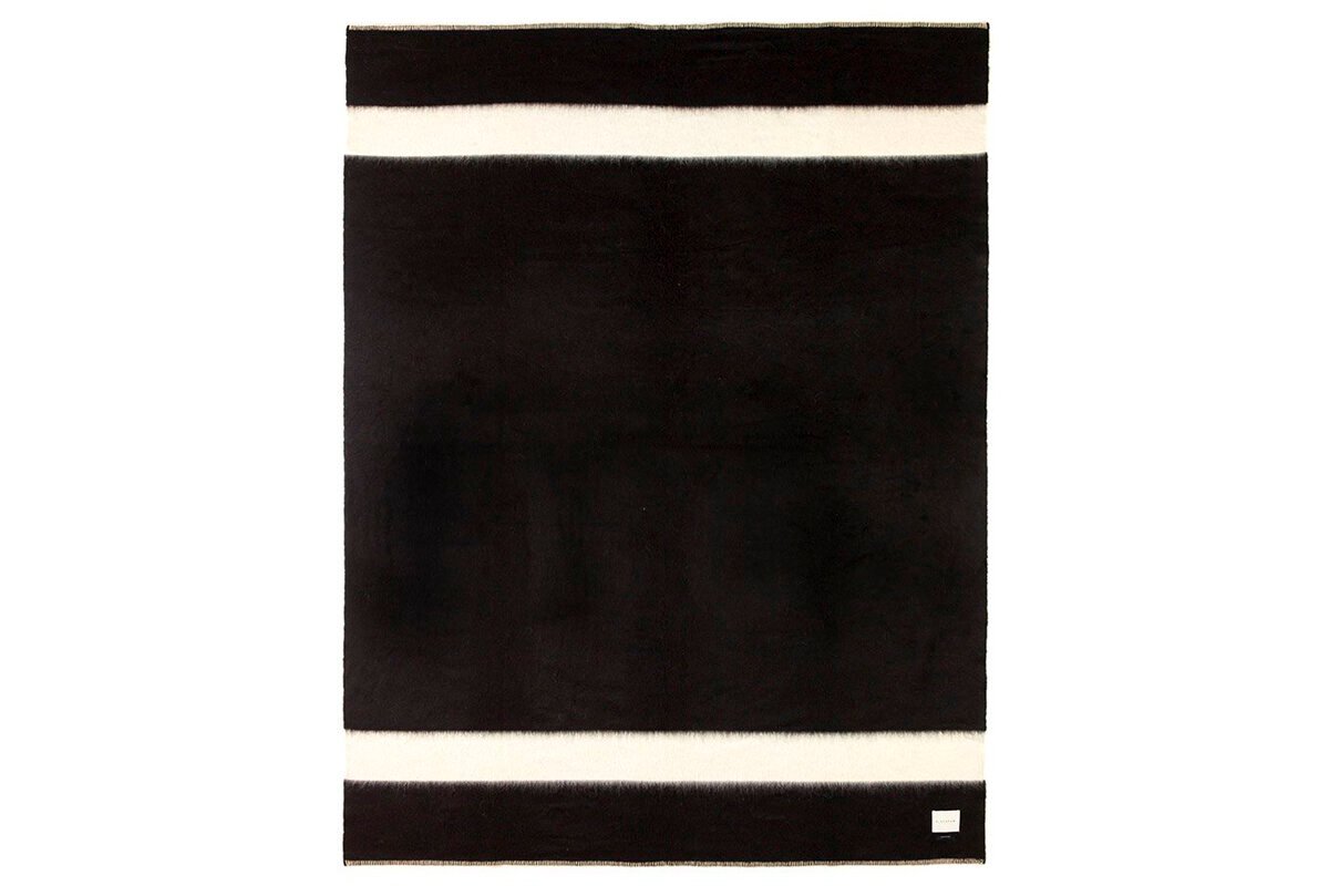 The Siempre Recycled Blanket - Black with Ivory Stripe