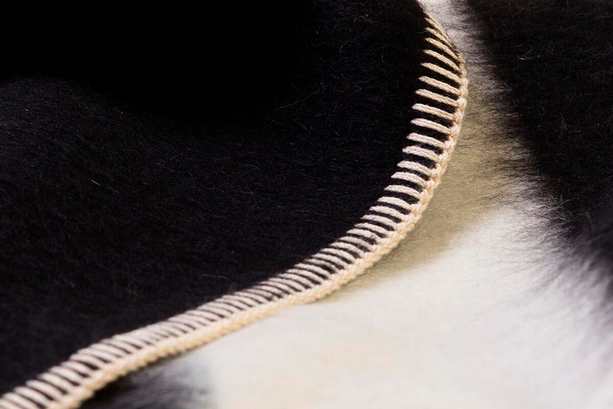 The Siempre Recycled Blanket, Black with Ivory Stripe