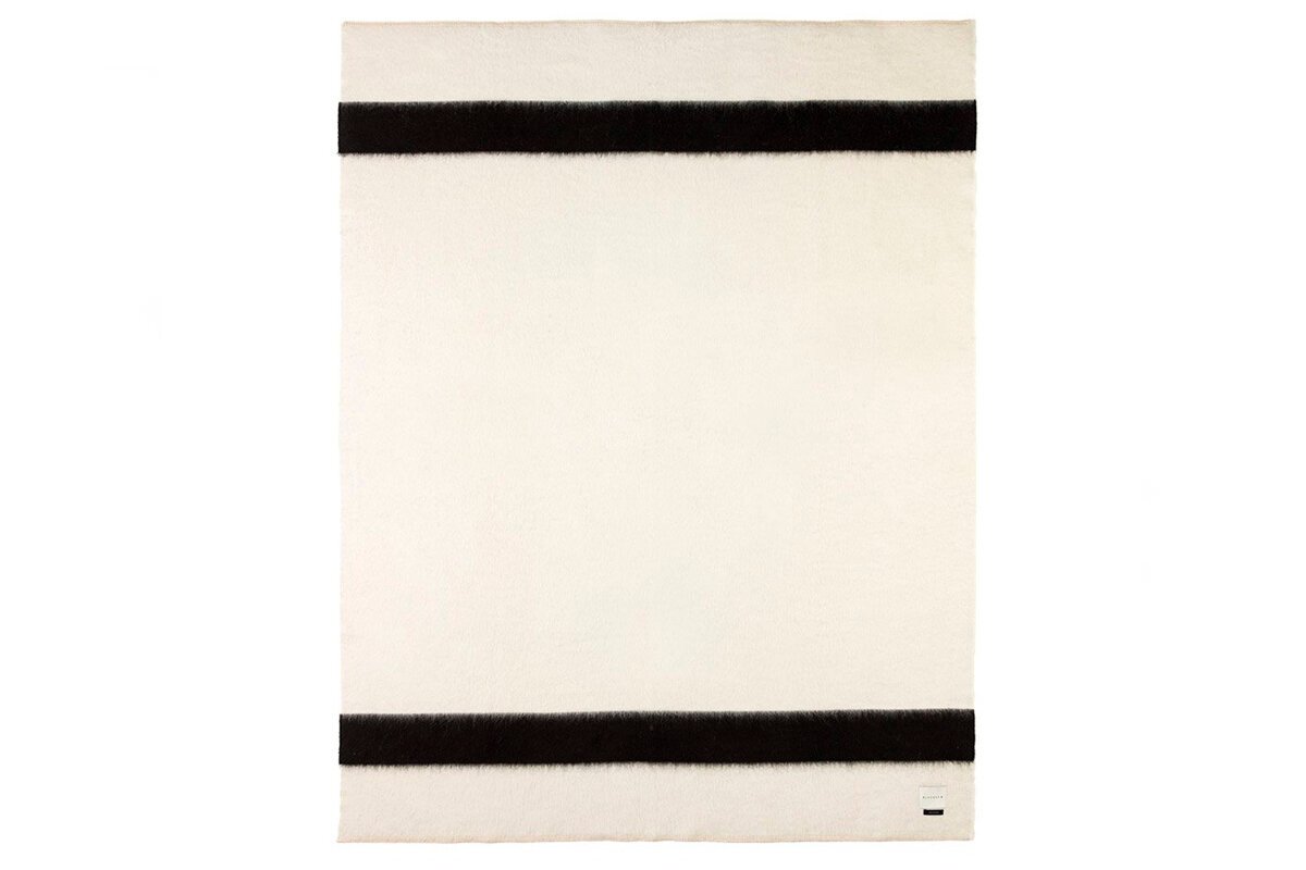 The Siempre Recycled Blanket - Ivory with Black Stripe