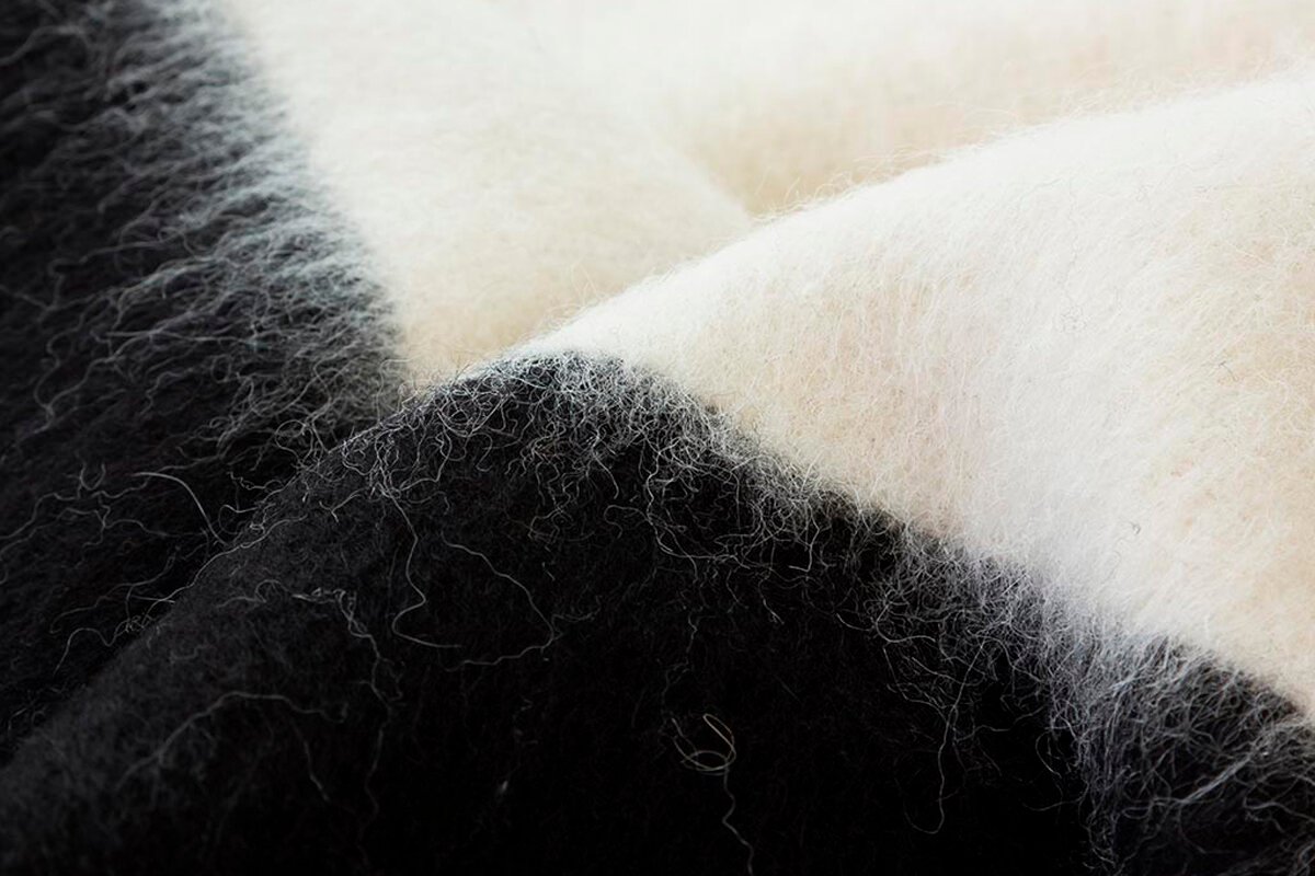 The Siempre Recycled Blanket, Ivory with Black Stripe